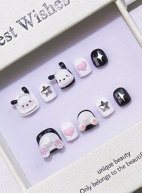 儿童美甲成品纯手工穿戴甲片高颜值可爱立体帕恰狗短款假指甲贴片