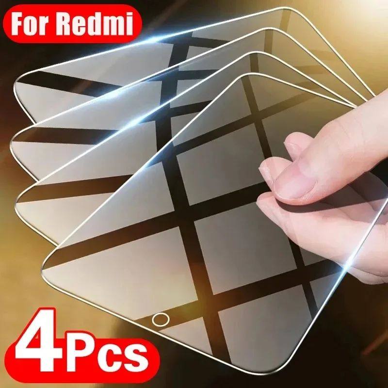 4Pcs Tempered Glass For Xiaomi Redmi Note 13 12 11 10 9 9s P