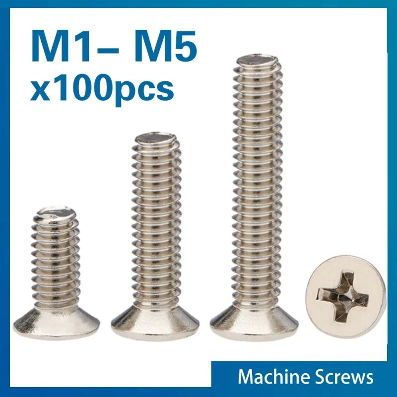 100pcs/lot M1.2 M1.6 M1.7 M2 M2.5 M3 M4 KM Screw Nickel Plat