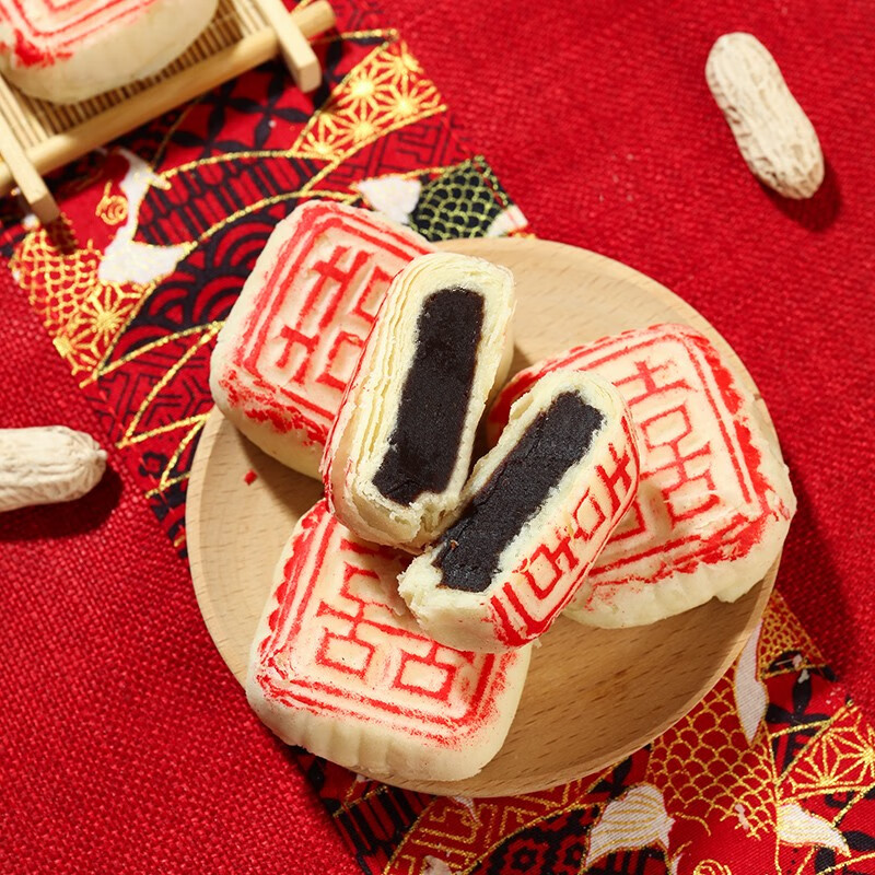 wuli喜饼订婚结婚喜饼传统老式手工白皮点心中式婚礼摆盘糕点零食