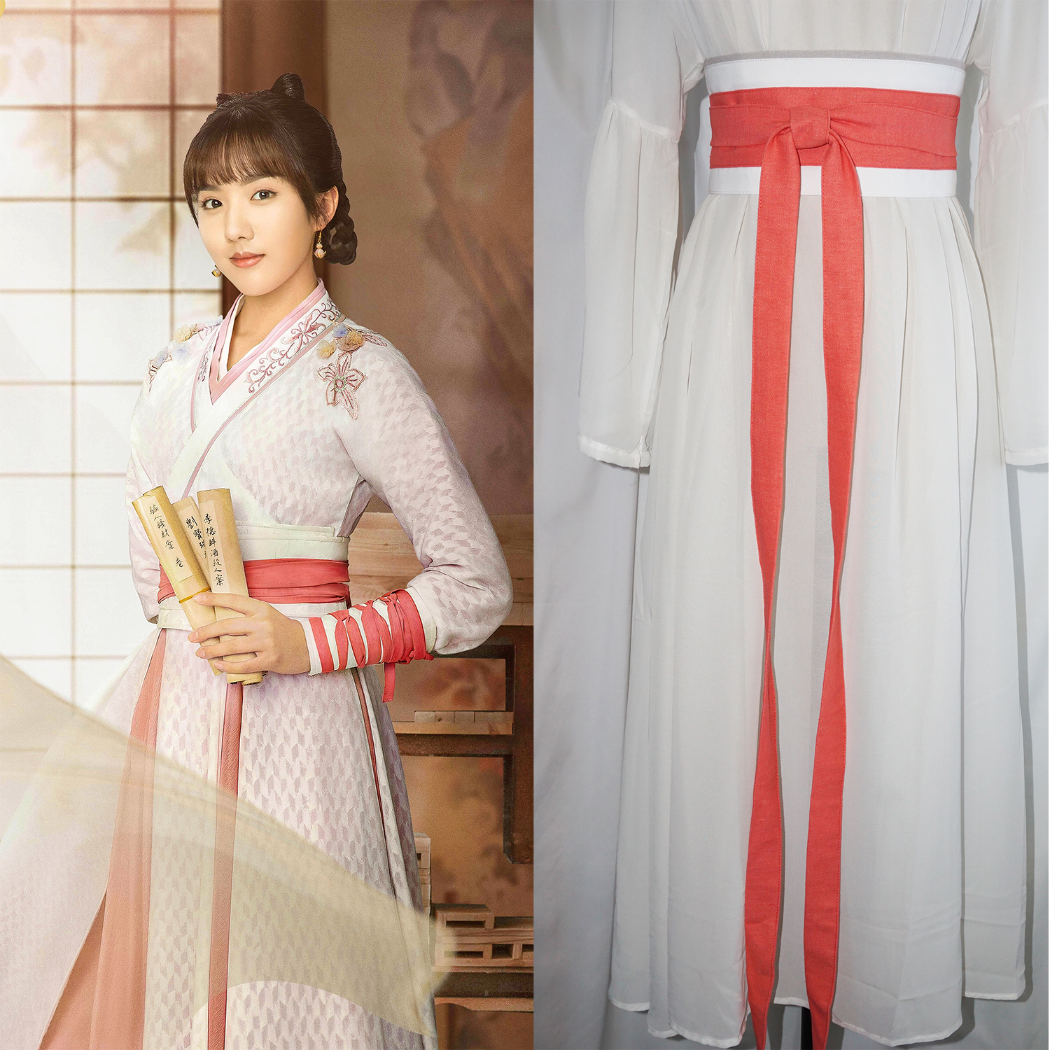 一春浮梦女布古风粉色腰封