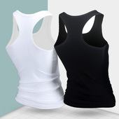 工字背心健身棉氨面料弹力修身 型水洗不变型黑白纯色紧身打底背心