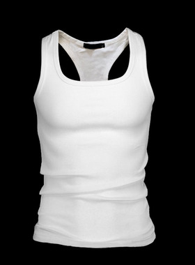 工字背心男弹力紧身健身白色黑色打底背心不起球弓字修身版型