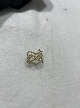 日本工艺18k超闪多面切割镭射珠彩色波浪三圈开口弹力戒指