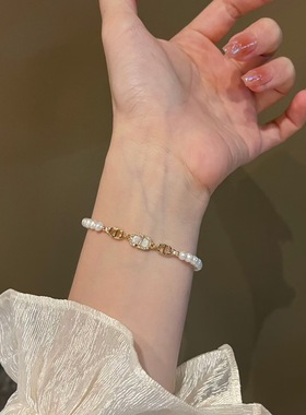 天然淡水珍珠手链小米珠猪鼻子设计s925银不氧化掉色送女友闺蜜