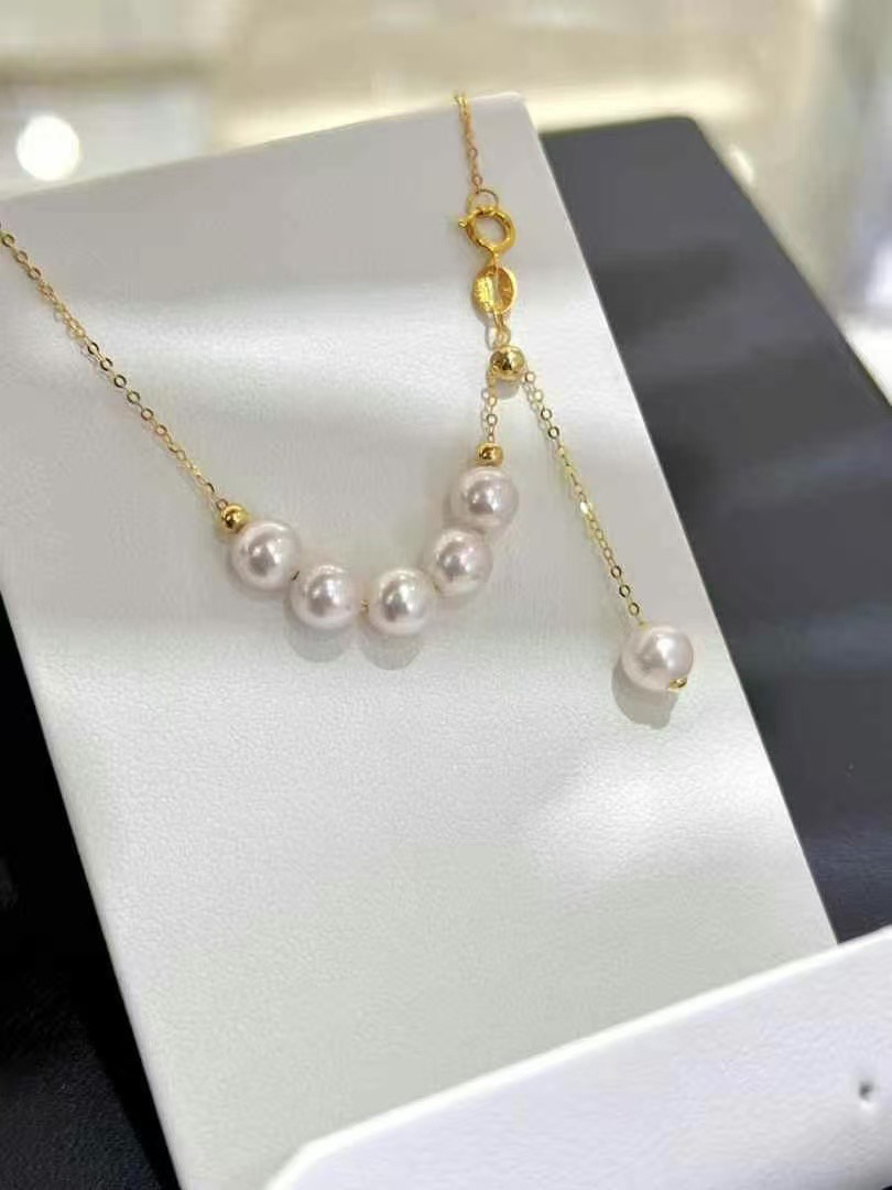 日本海水珍珠akoya微笑链18k金一款多戴通勤百搭锁骨链高级轻奢