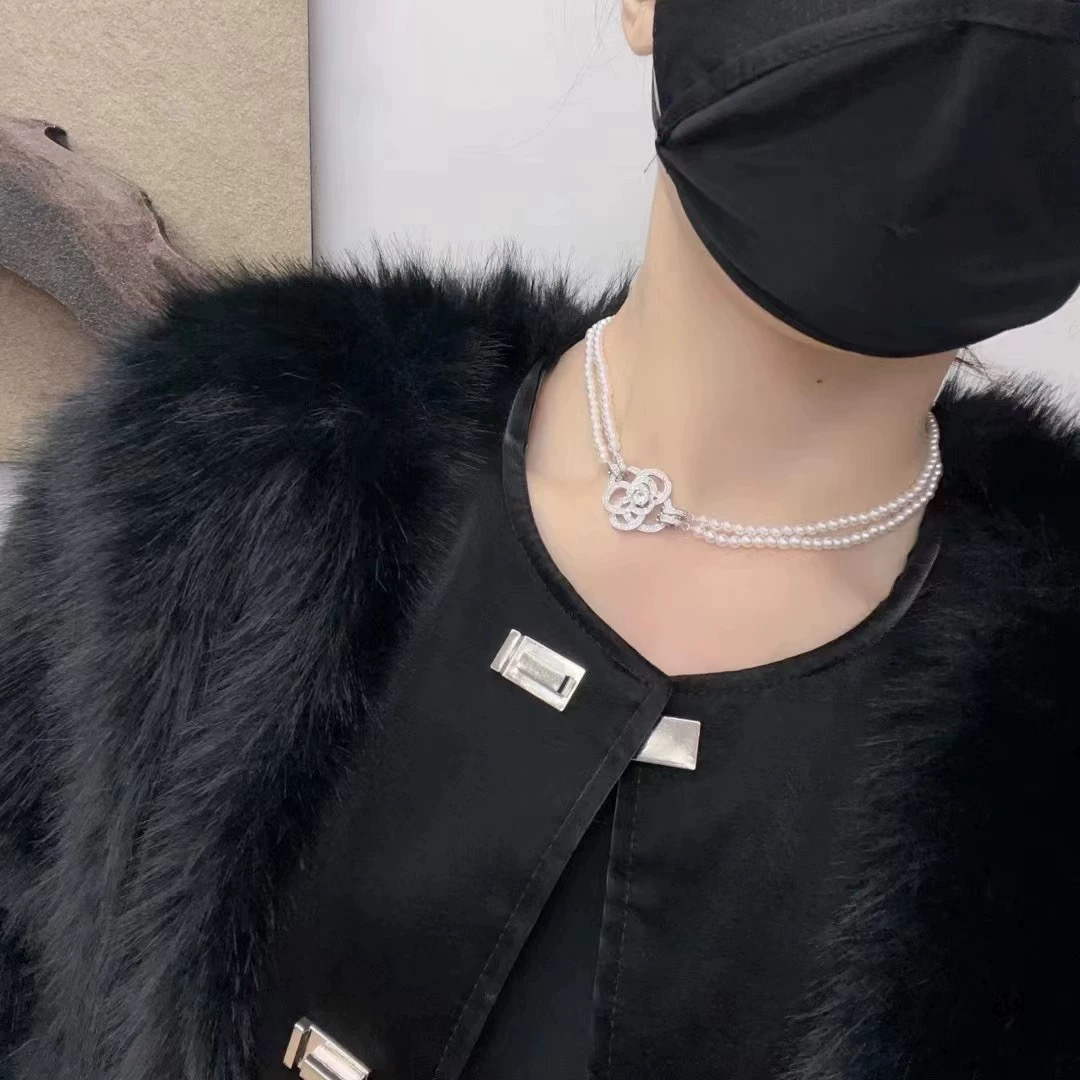 天然淡水珍珠山茶花双层项链小香风正圆无瑕baby珠小米珠