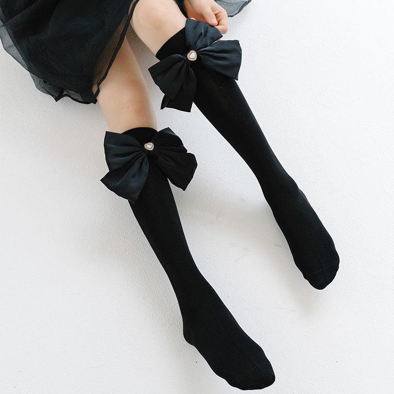 花朵饰品女士中筒潮袜蝴蝶结黑色长筒袜春秋款小腿袜白色及膝袜,女士内衣/男士内衣/家居服,长筒袜,淘宝优惠券,粉丝福利购,淘宝优惠卷