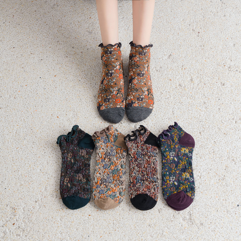 ins潮流低帮夏天薄款荷叶边短袜