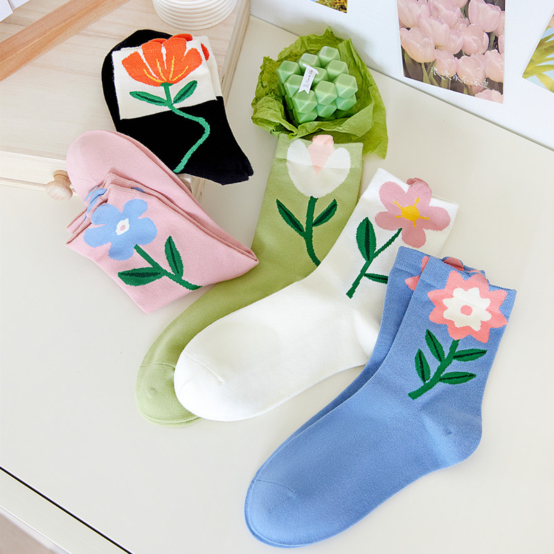 女士全棉中筒夏天薄款