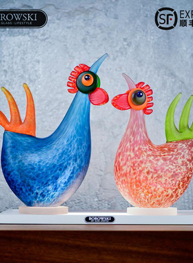 德国Borowski艺术玻璃 生肖鸡年礼物雄鸡小公鸡吉祥摆件 开业装饰