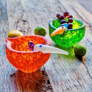 Borowski艺术玻璃 翠迪鸟创意水果碗糖果甜品果脯碗 翠鸟装饰摆件
