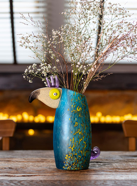 德国进口Borowski玻璃艺术学究鹦鹉创意花瓶新家礼物家居装饰摆件