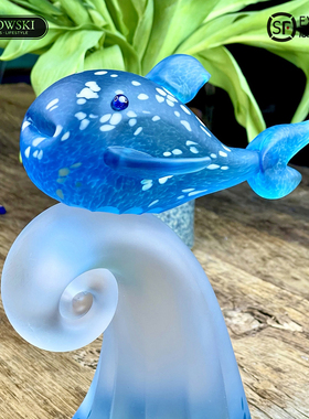 Borowski博罗夫斯基鲸鱼公主蓝鲸手工艺术品玻璃摆件花瓶情侣礼物