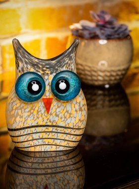 德国Borowski艺术玻璃 智慧猫头鹰呆萌楚楚装饰摆件 博士考研礼物