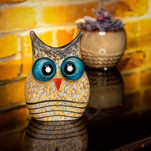 德国Borowski艺术玻璃 博士考研礼物 智慧猫头鹰呆萌楚楚装 饰摆件