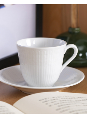 瑞典Rorstrand罗斯兰 格蕾丝麦穗系列 浓缩咖啡杯碟160ml 白色