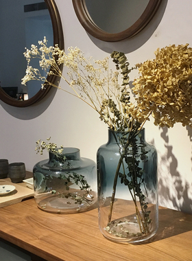 土耳其NUDE努德 木兰系列大号 蓝 水墨风格玻璃花瓶艺术创意花器