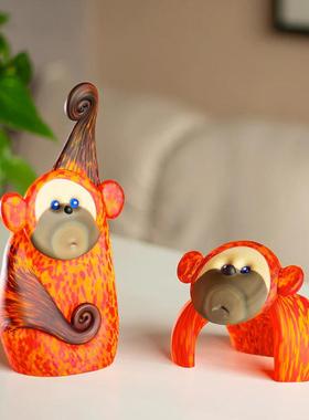 德国Borowski艺术玻璃 金丝猴骑士猩猩宝贝家装摆件 猴年生肖礼物