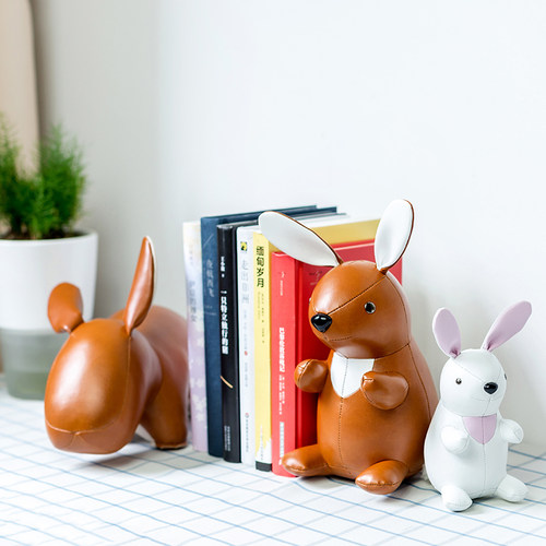 台湾兔子摆件zuny皮革书挡可爱
