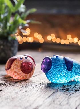 Borowski艺术玻璃 富贵福寿招财猪摆件 创意生肖礼物情侣可爱猪猪