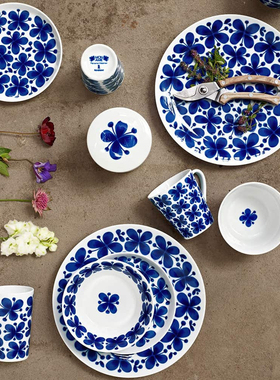 瑞典Rorstrand浪漫仲夏罗斯兰Mon Amie蓝色经典蝴蝶陶瓷杯碗盘