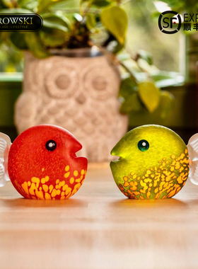 Borowski艺术玻璃 接吻鱼情侣情人节七夕礼物 孔雀鱼皇后家居摆件