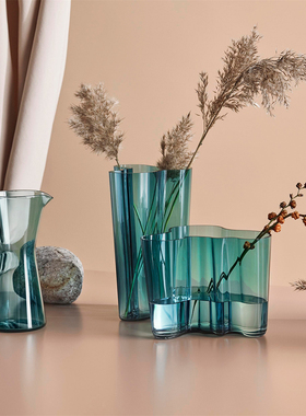 芬兰Iittala Aalto Vase湖泊花瓶台面玻璃花器北欧风轻奢极简家居
