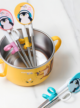 韩国进口cuitisan 酷艺师儿童筷子叉勺套装抗菌不锈钢婴幼儿餐具