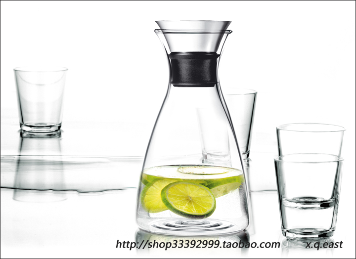 丹麦Eva Solo Carafe 防侧漏冷水瓶1+水杯4 五件套不含盖567460