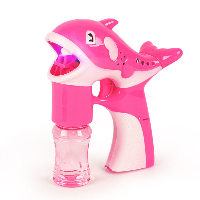 어린이 장난감 도매 대형 전기 돌고래 거품 총 2 병 물 음악 조명 불고 거품 마구간 상품 핫 세일