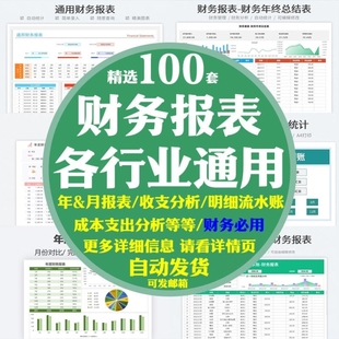 财务报表表格模板企业月季年度明细收支公司会计利润表记账模版