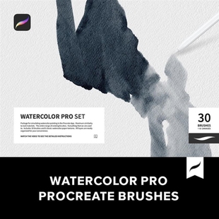 30款水彩质感艺术绘画iPad Procreate笔刷素材套装.B2021021804