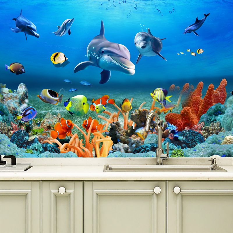 卡通海洋浴室防水自粘墙贴贴纸