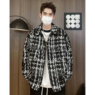 2025秋冬新款千鸟格羽绒服夹克潮流格子痞帅百搭外套男保暖