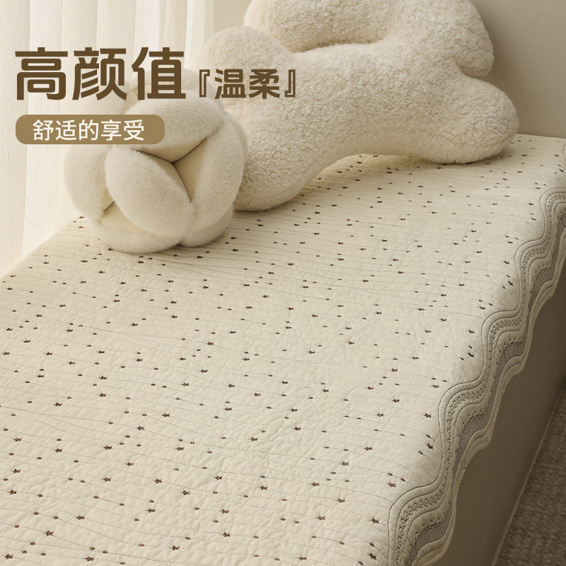 刺绣全棉飘窗垫奶油风新款四季高档水洗棉卧室阳台坐垫盖布定制,居家布艺,飘窗垫,淘宝优惠券,粉丝福利购,淘宝优惠卷