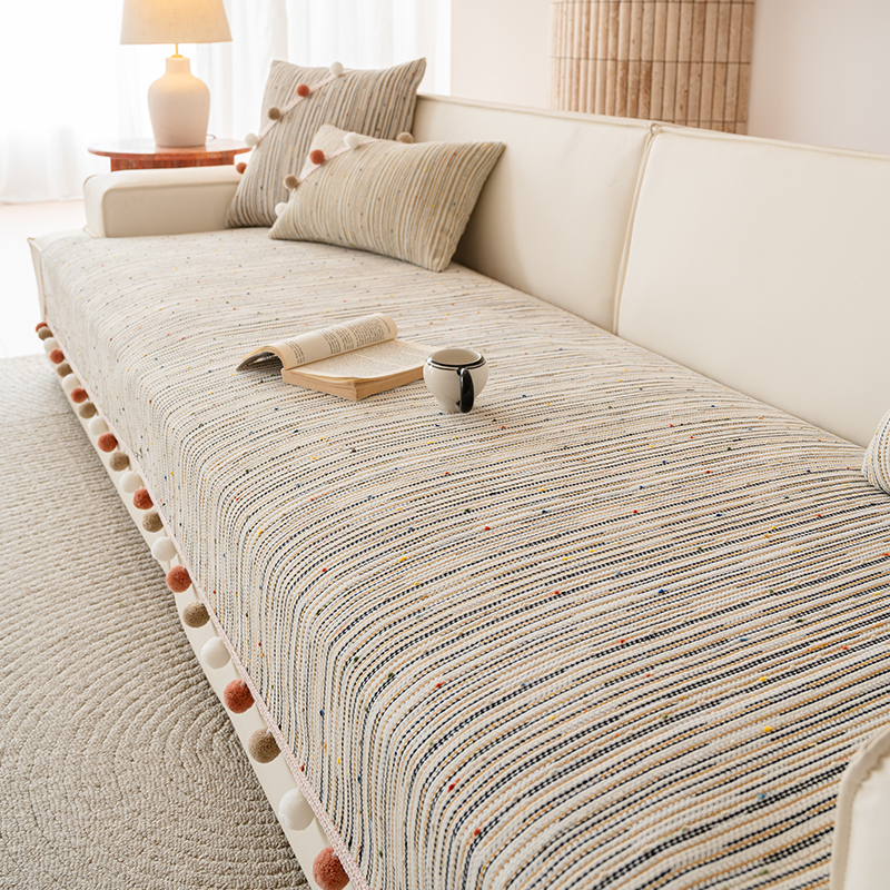 劳伦斯专用皮沙发垫高级感盖布巾2025四季新款棉麻夏用防滑坐垫子