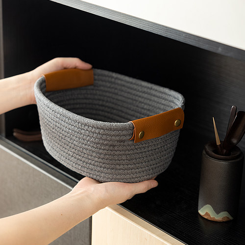 棉线编织收纳筐篮桌面收纳桶