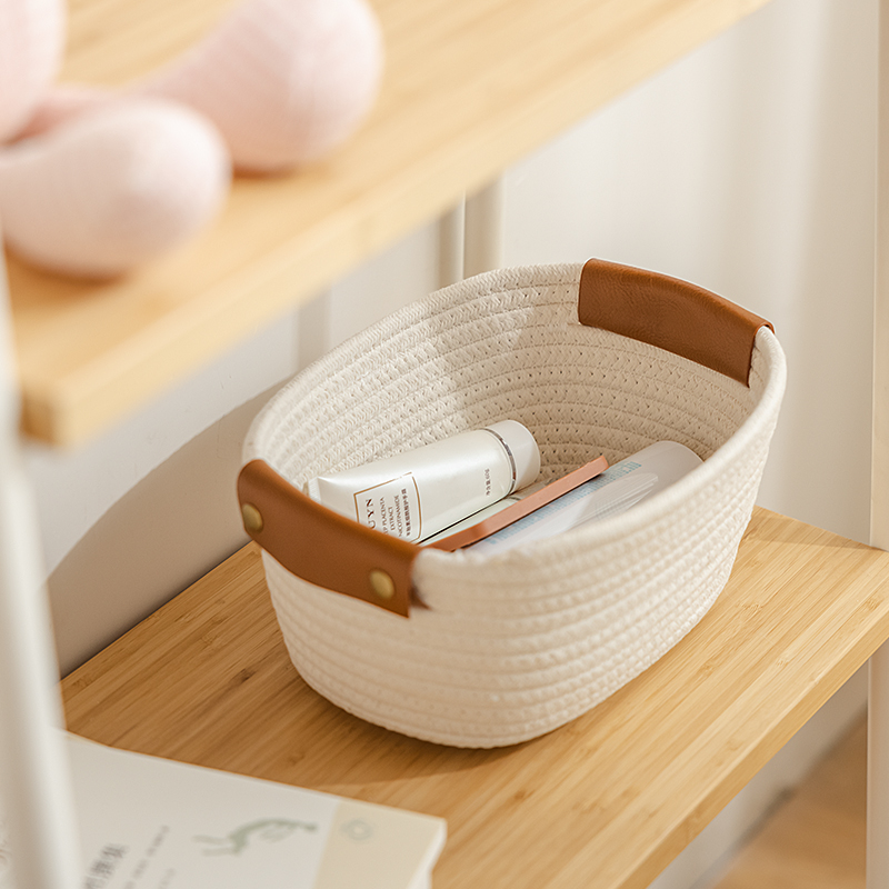 棉线编织收纳筐篮桌面储物盒