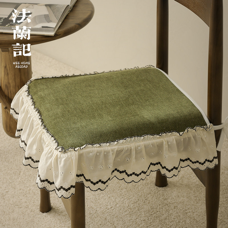 棉麻坐垫椅子垫法式复古风欧式花边沙发垫单人家用餐椅座垫四季款