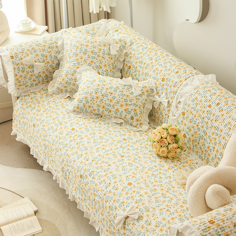 田园风纯棉沙发垫四季通用防滑坐垫子夏季小清新沙发套罩巾全盖布