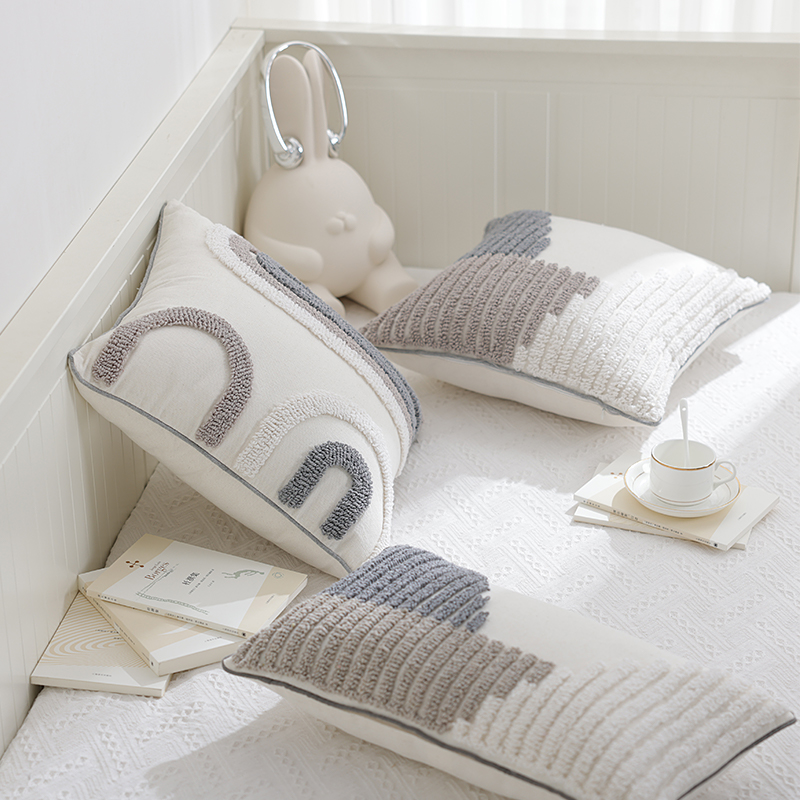 简约ins风簇绒抱枕办公室靠垫