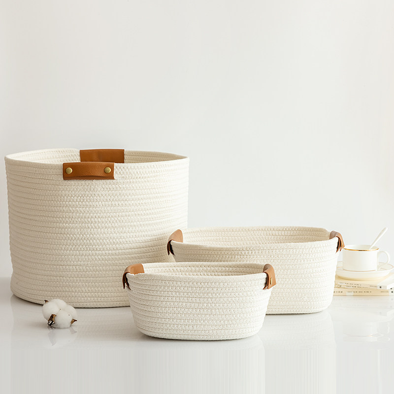 棉线编织收纳筐篮桌面化妆品储物盒儿童玩具收纳桶卧室家用脏衣篓,收纳整理,其他收纳篮,淘宝优惠券,粉丝福利购,淘宝优惠卷