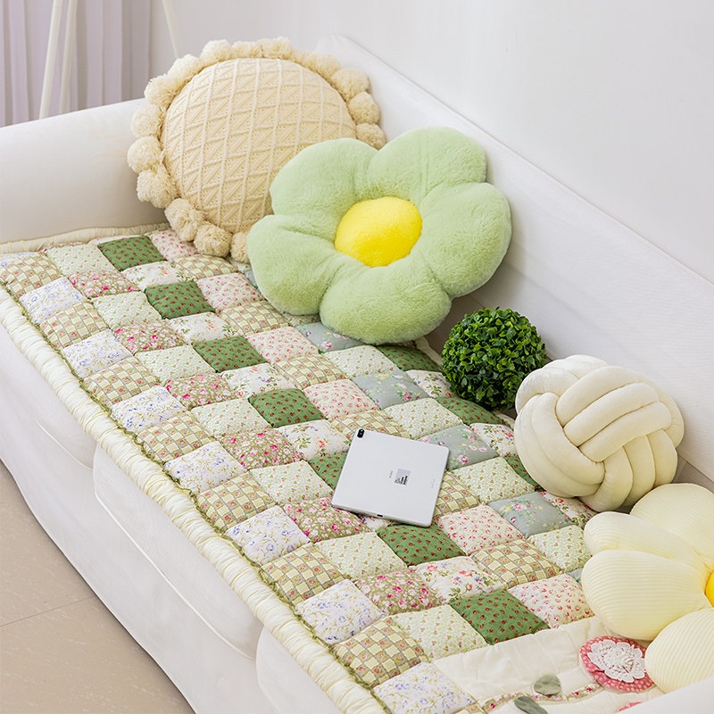 韩式田园ins风全棉馒头垫可水洗手工沙发垫四季通用防滑加厚垫布