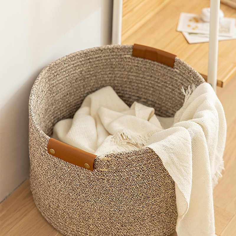 大号棉线收纳筐日式简约手工编织