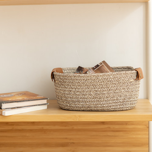 棉线编织收纳筐篮桌面收纳桶