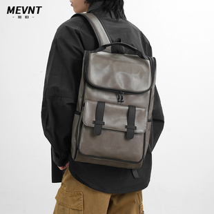 觅旧双肩包男皮质通勤商务男士高级感16寸电脑背包旅行大容量书包