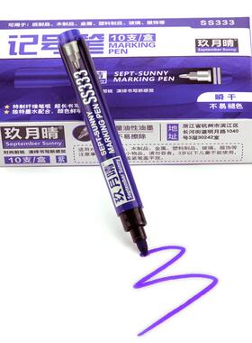紫色记号笔防水防油不掉色彩色标记笔马克笔大号单头油性笔10支装