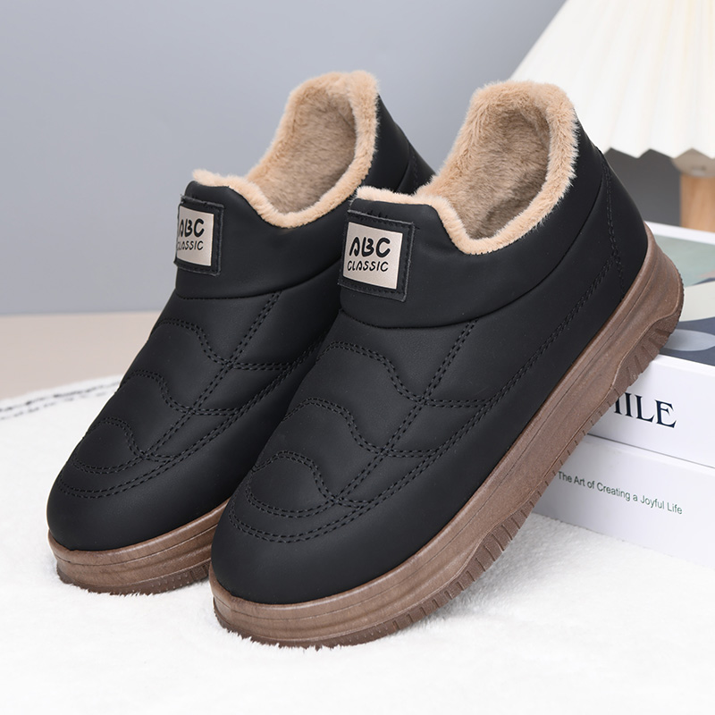 冬季老北京棉鞋女皮面加绒保暖妈妈鞋短靴加厚防滑女士雪地靴防寒