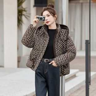 W5920 加厚小个子气质休闲保暖鸭绒外套 连帽羽绒服女2025冬季 新款